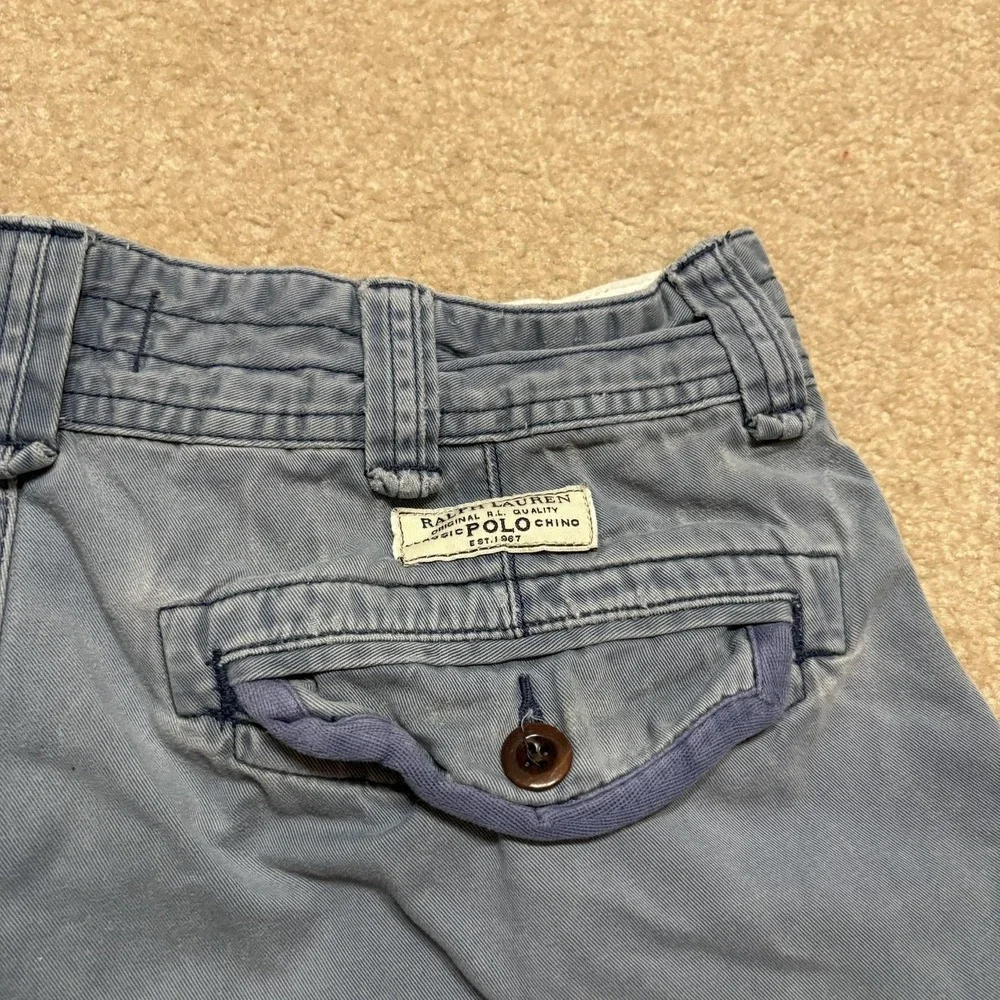 Vtg Polo Ralph Lauren Shorts Mens 32x10 Blue‎ Cargo Chino Casual Utility Baggy
